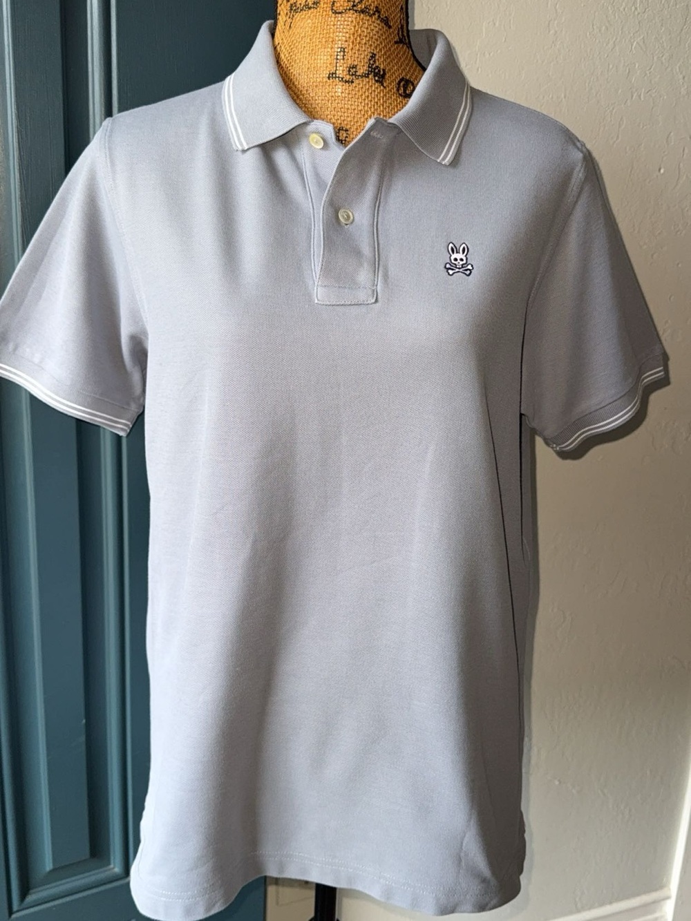 Psycho Bunny Light Grey Polo with Bunny Emblem